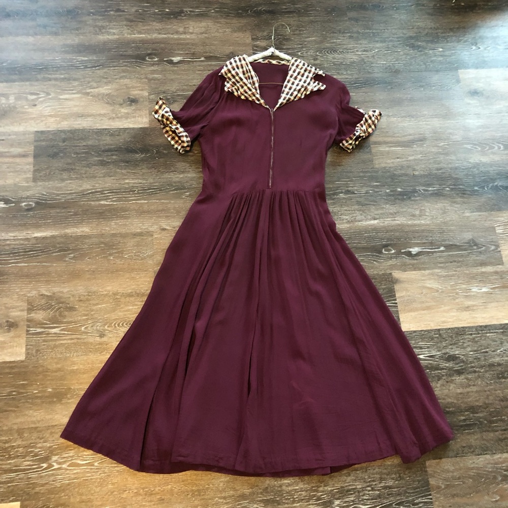 VINTAHE 50S FALL PLAID DRESS